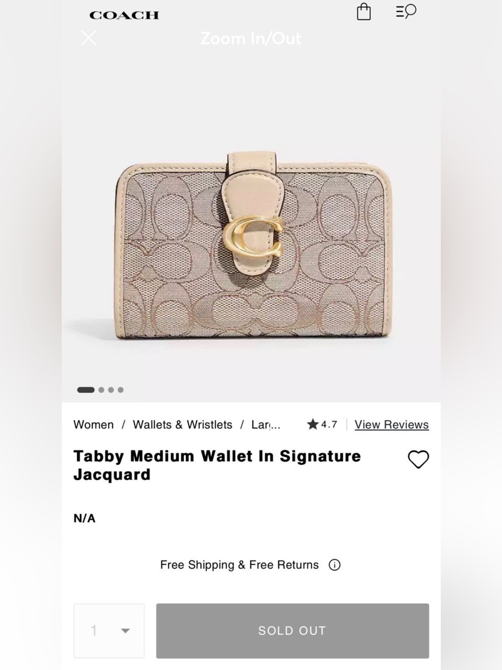 Coach Tabby Medium Wallet In Signature Jacquard
